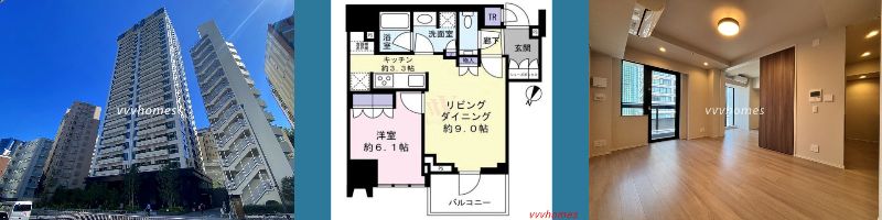 【ザ・パークハウス高輪タワー_1201号室（空室）】320,000円（20,000円）1LDK（45.46㎡）